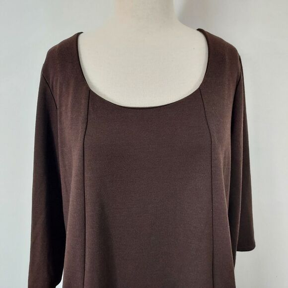 Avenue Ponte Collection Flowy Tunic Top Shirt Womens Size 18 20 Stretch Brown - Picture 3 of 12